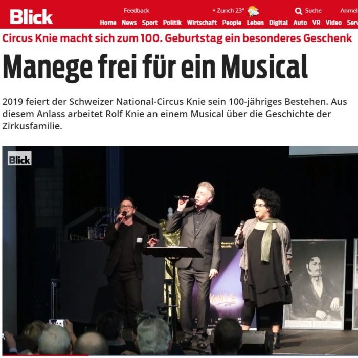 Blick Artikel zum Knie Zirkusmusical