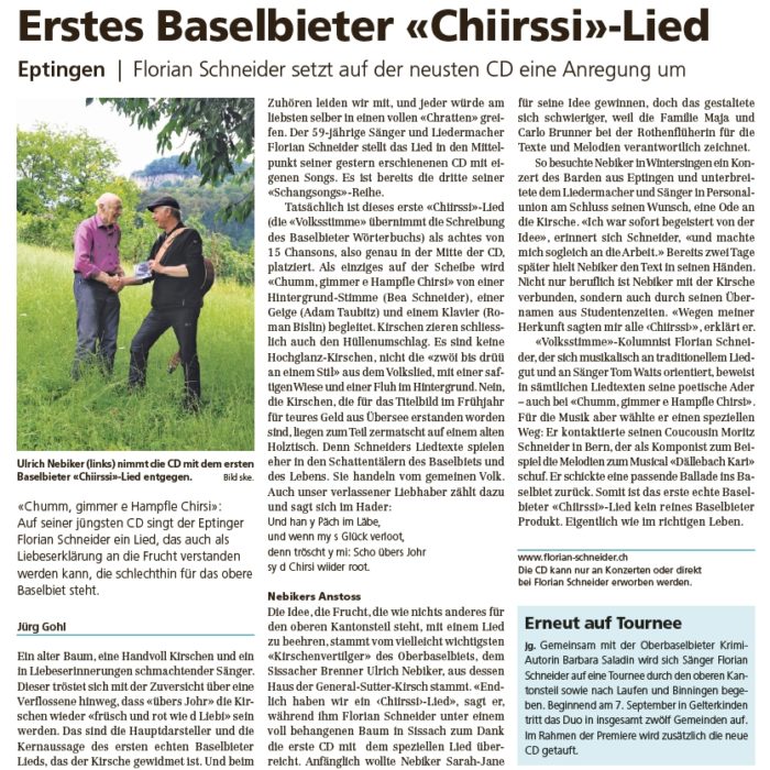 Erstes Baselbieter «Chiirssi»-Lied
