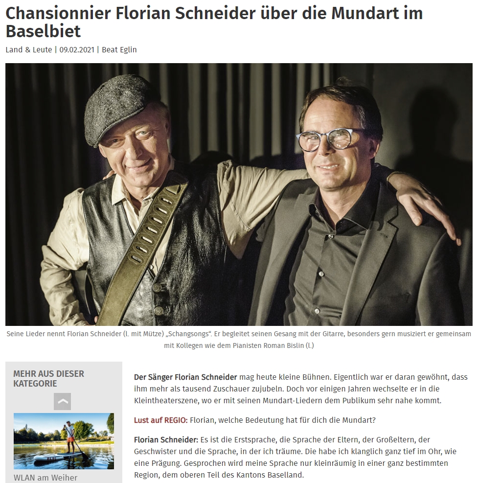 Chansionnier Florian Schneider über die Mundart im Baselbiet