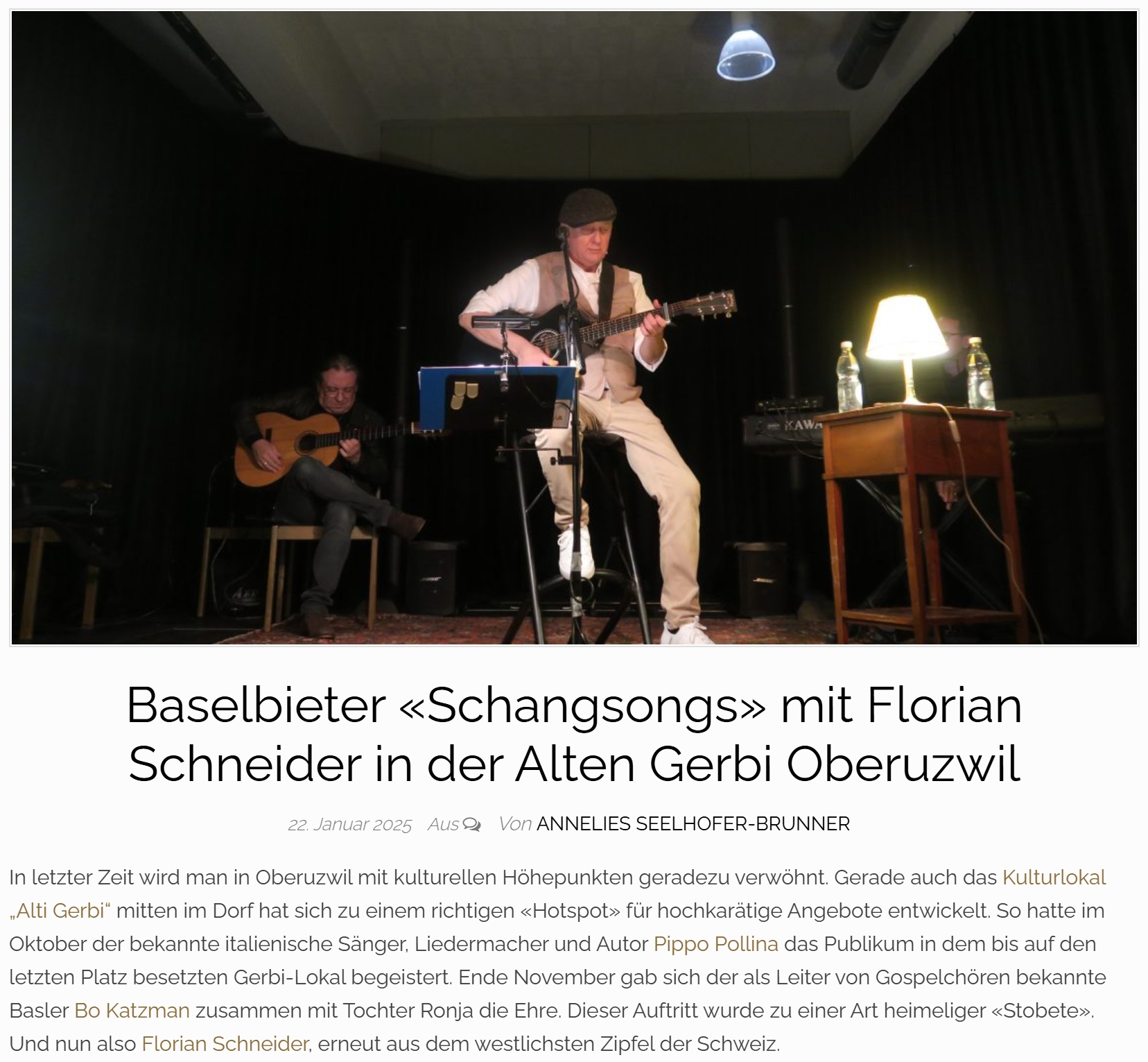 Baselbieter «Schangsongs» in der Alten Gerbi Oberuzwil