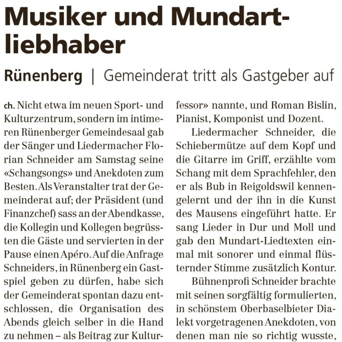 Musiker und Mundartliebhaber