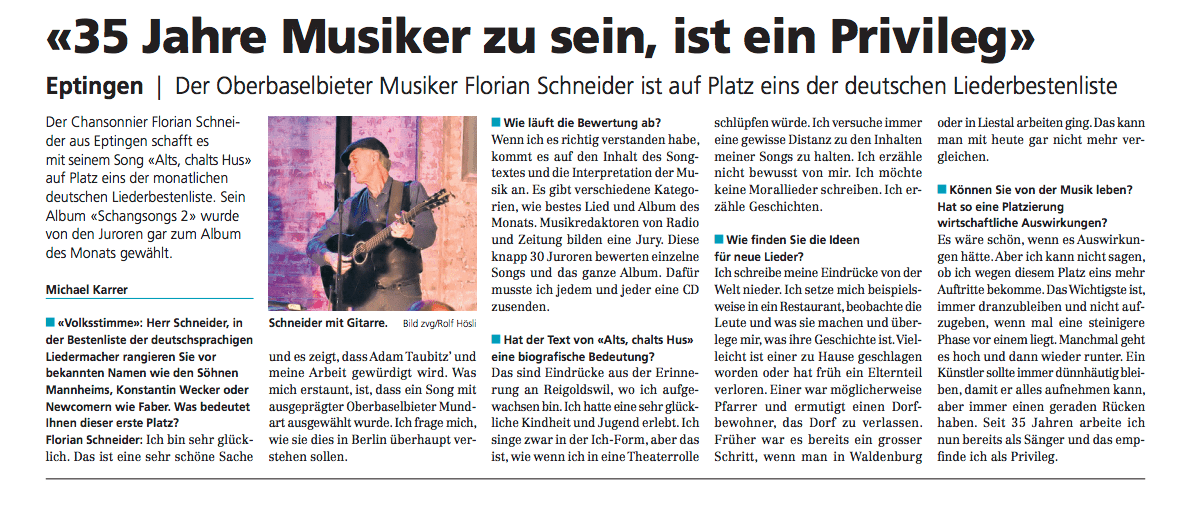 «35 Jahre Musiker zu sein, ist ein Privileg»